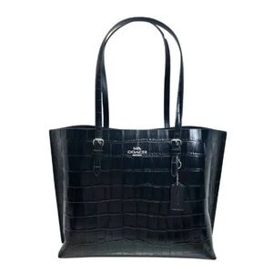 Coach Black Croc-Embossed Tote Large Mollie Tote Bag CW018